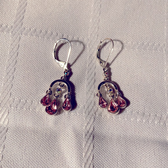 Pink and silver Drop Earrings - Picture 1 of 2